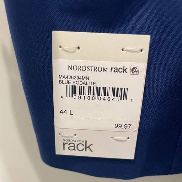 Nordstrom Rack Men's Blue Solid Two Button Peak Lapel Extra Trim Fit Suit Top - Picture 11 of 11